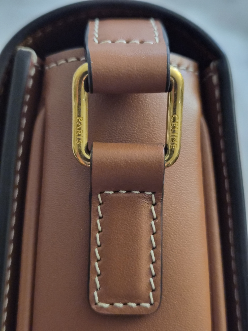 Celine Teen Triomphe Canvas Shoulder Bag with Tan Leather Trim - Picture 7 of 16